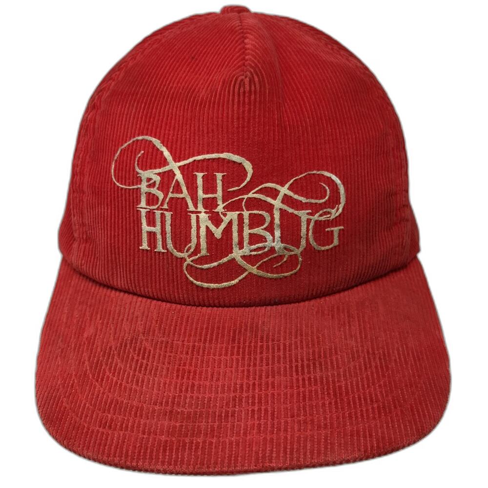 Sportcap 5 Panel Red Hat Corduroy Bah Humbug Xmas Christmas Strapback Vintage